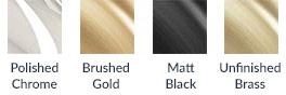 Taps available in a variety of finishes including Polished Chrome, Brushed Gold, Matt Black and Unfinished Brass.